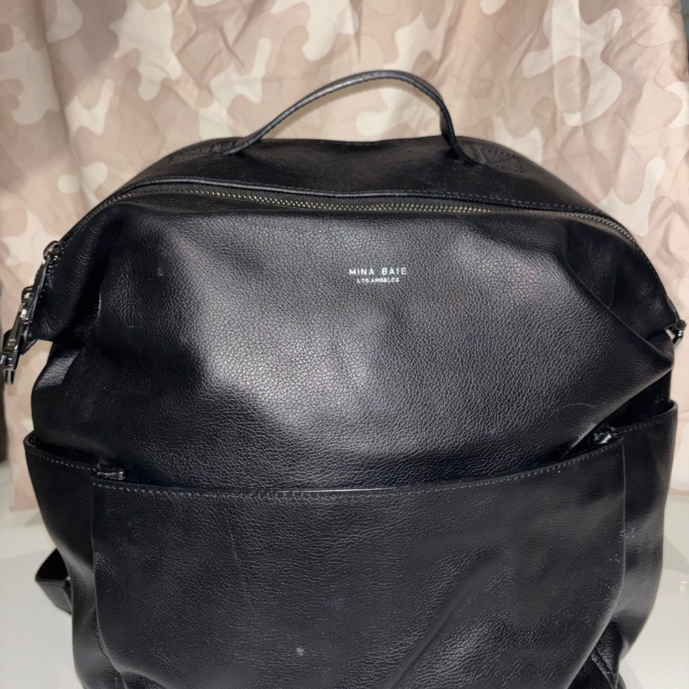Mina Baie Black Leather Backpack